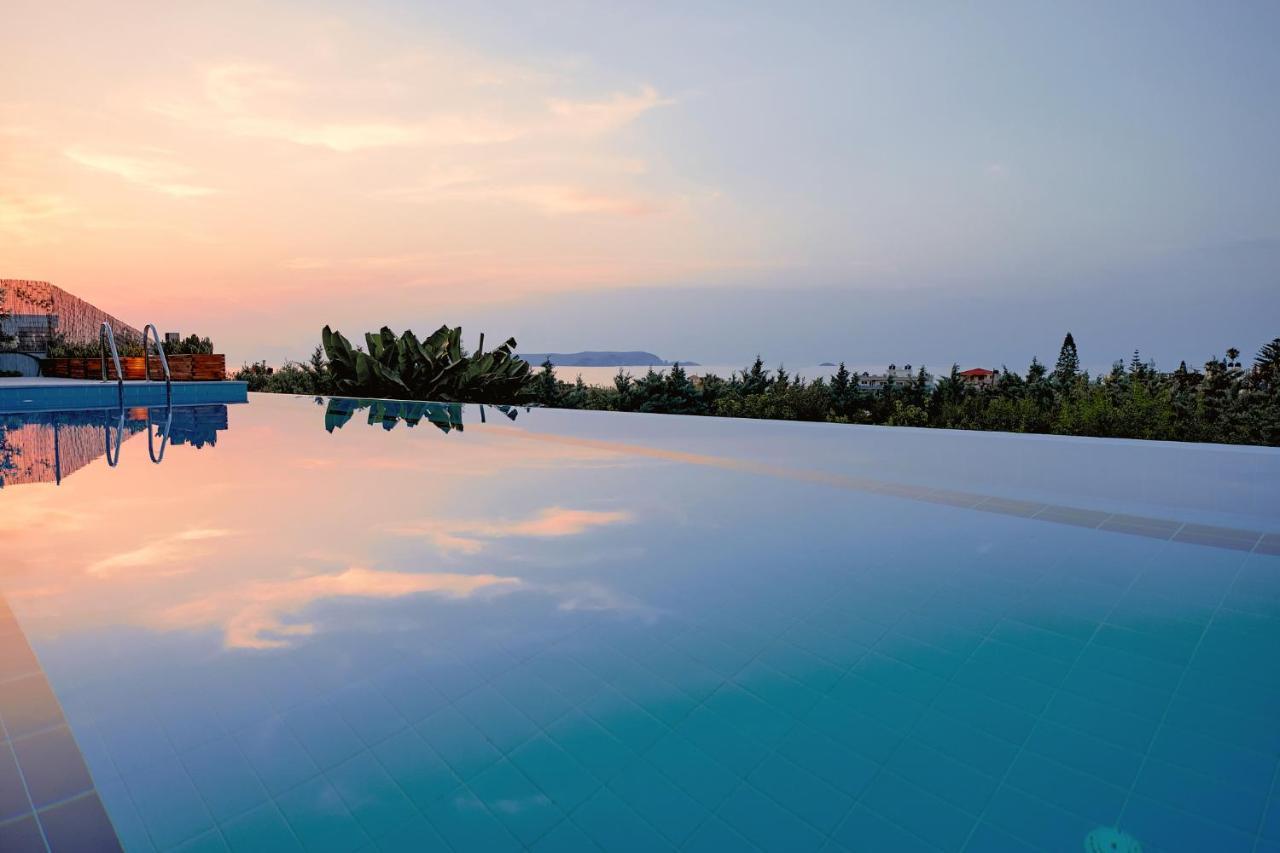 Four Seasons Private Villa - Seaview - Big Heated Pool - Gym - Sport Activities Gouves Exteriér fotografie