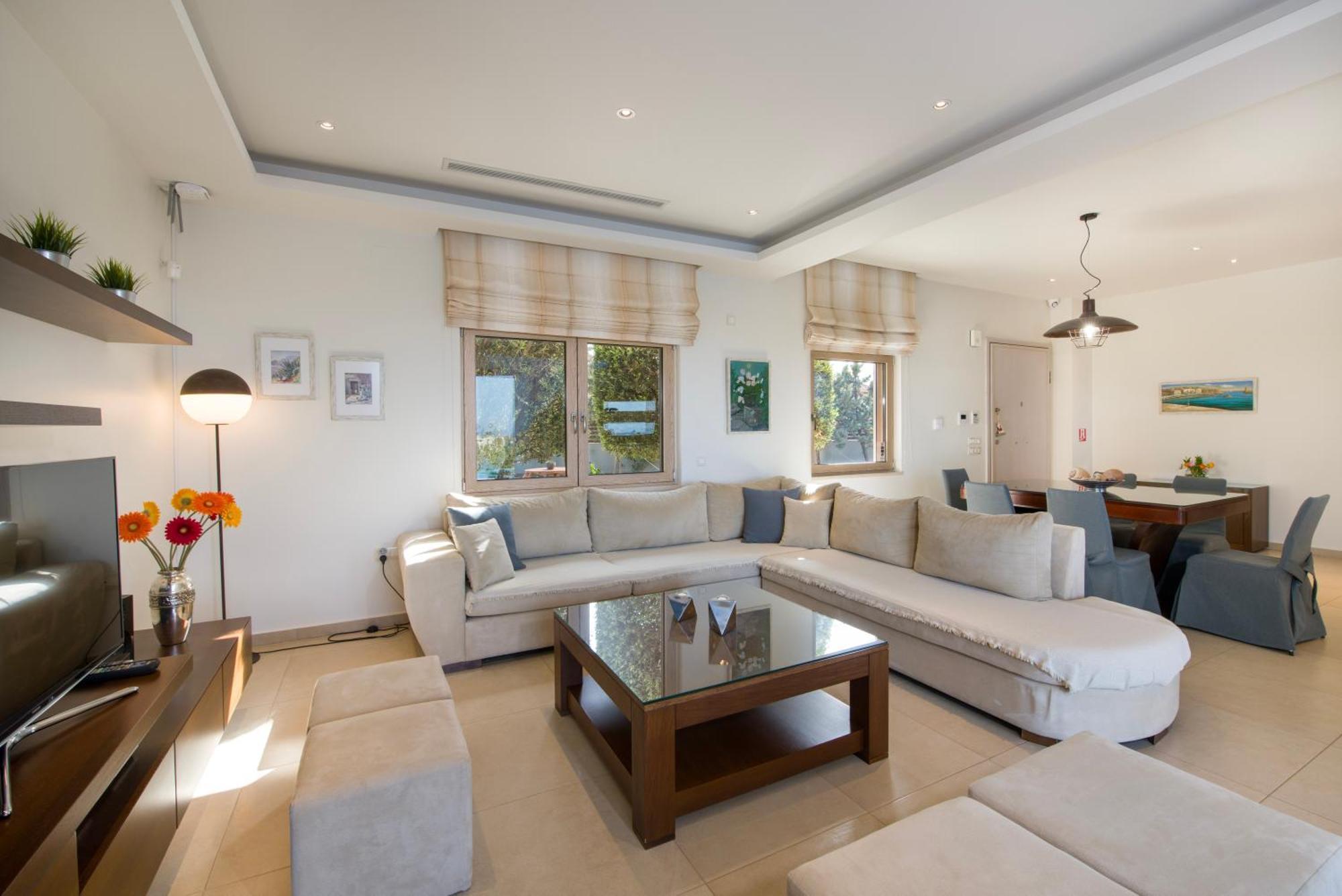 Four Seasons Private Villa - Seaview - Big Heated Pool - Gym - Sport Activities Gouves Exteriér fotografie