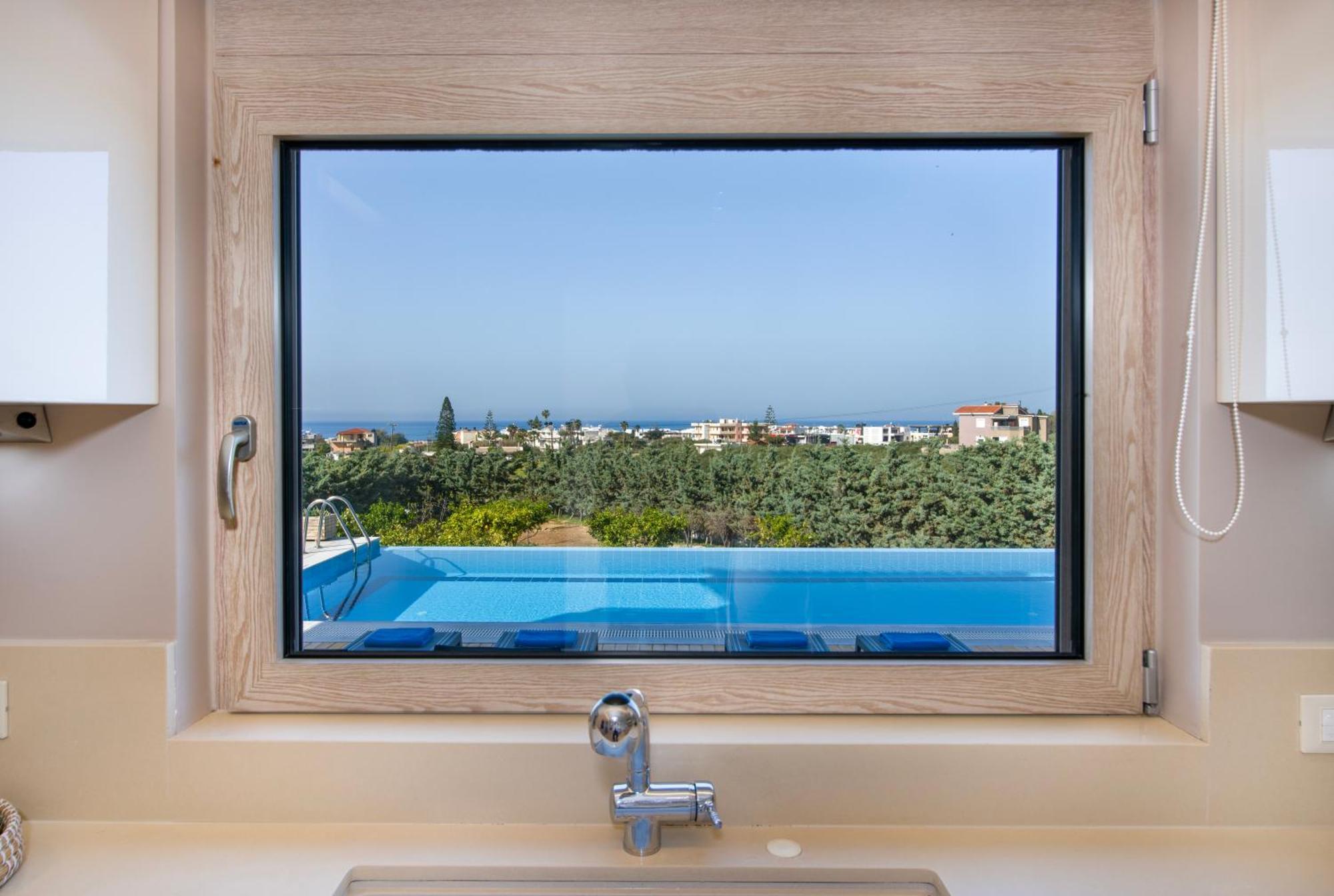 Four Seasons Private Villa - Seaview - Big Heated Pool - Gym - Sport Activities Gouves Exteriér fotografie