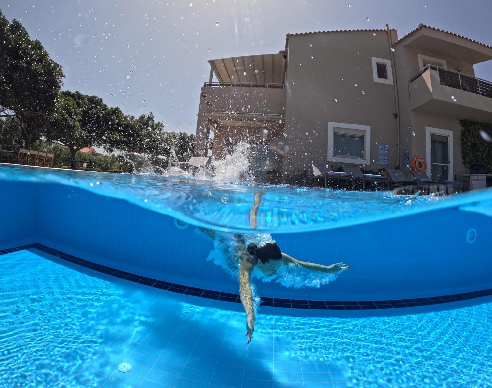Four Seasons Private Villa - Seaview - Big Heated Pool - Gym - Sport Activities Gouves Exteriér fotografie