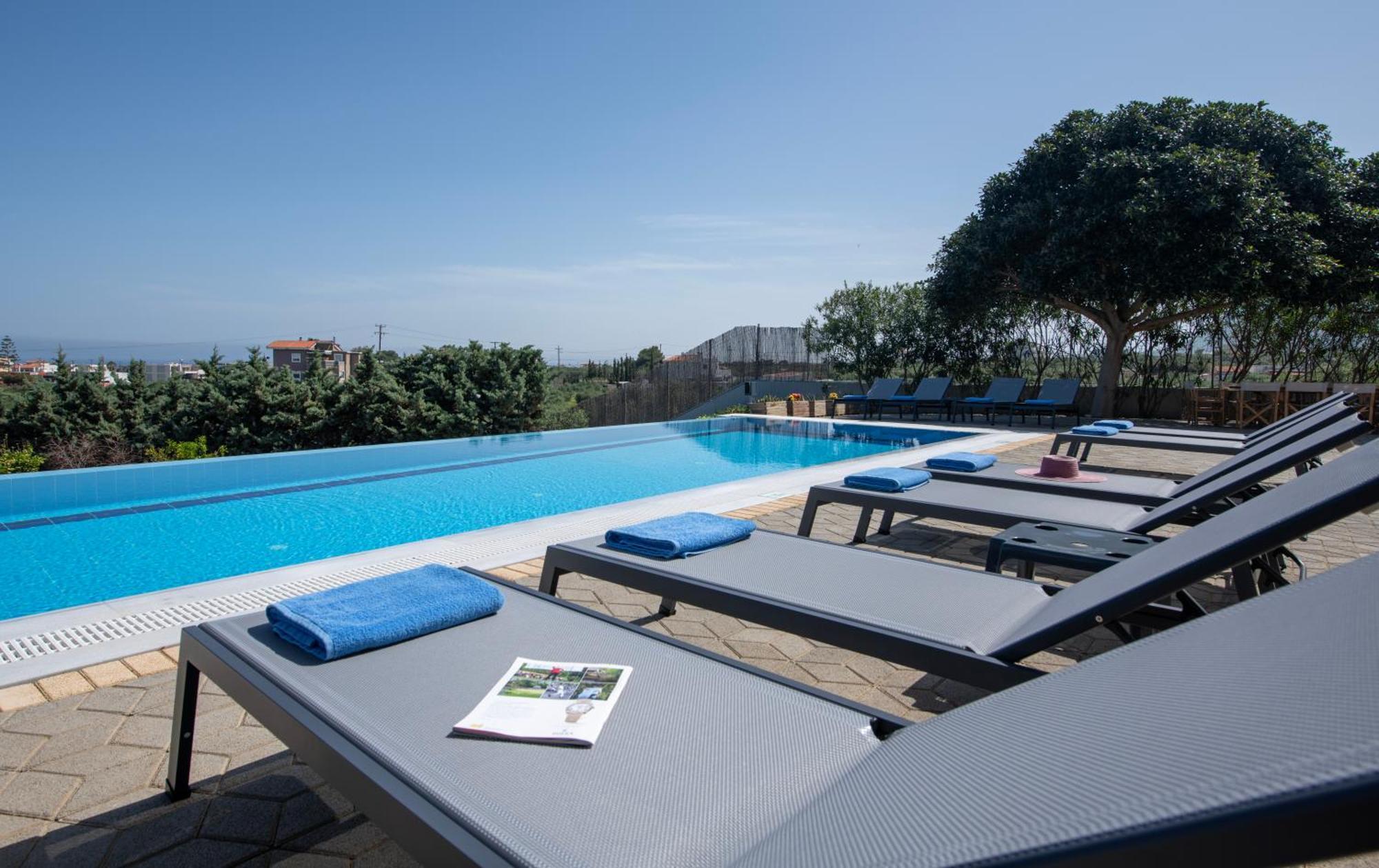 Four Seasons Private Villa - Seaview - Big Heated Pool - Gym - Sport Activities Gouves Exteriér fotografie